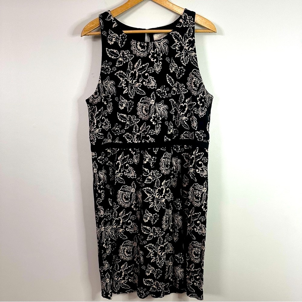 LOFT Ann Taylor Women's Black & White Floral Midi Sleeveless Dress Size XL